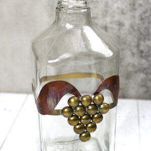 Vintage AMATITAN JALISCO Mexico Brass & Copper Grapes TEQUILA Decanter